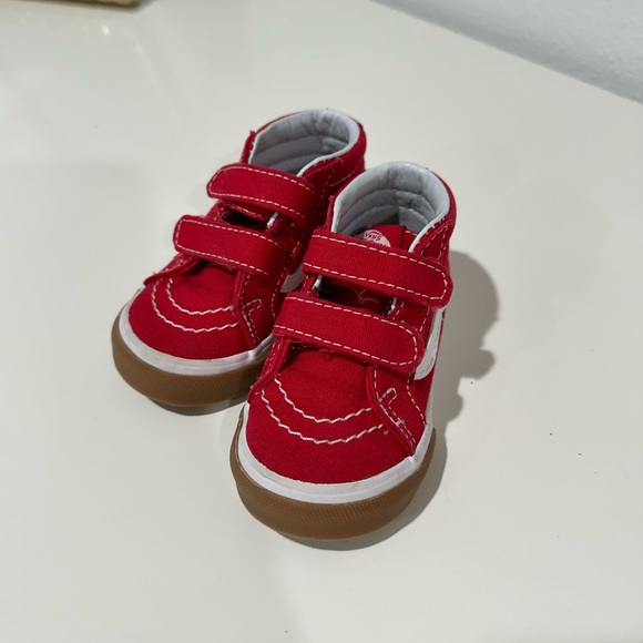 Toddler so-8 high top vans red and white size 4.5 - Picture 1 of 7